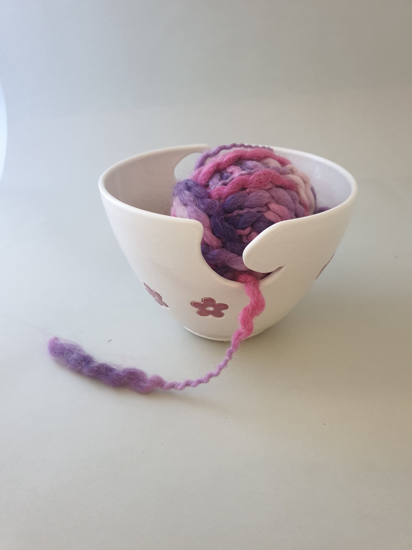 Yarn bowl...flowers outside