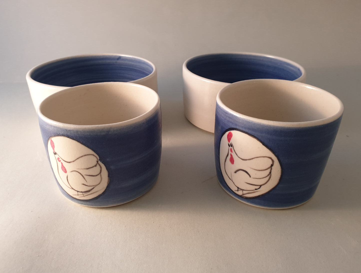 "Chooks" set of 2 bowls & 2 cups