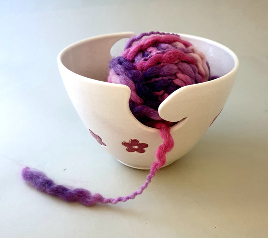 Yarn bowl...flowers outside