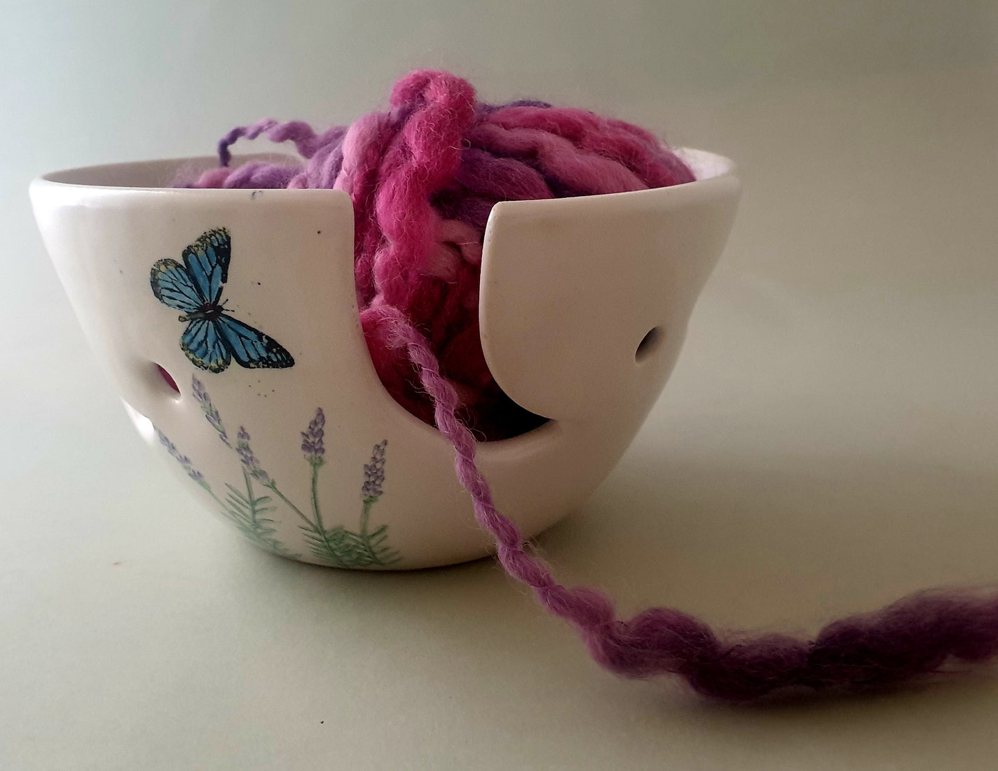 Yarn bowl...Lavender/butterfly